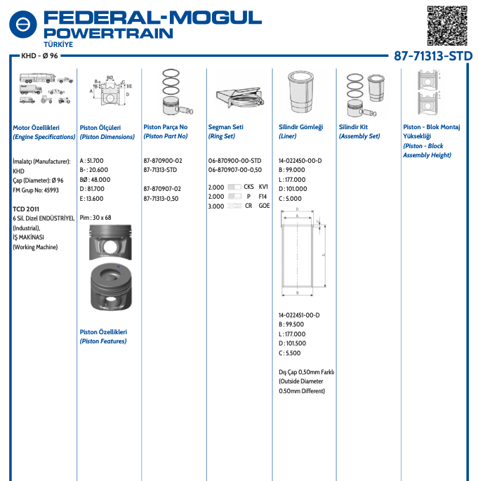 TD- TCD-2011 PİSTON SEGMAN NORMAL 96MM