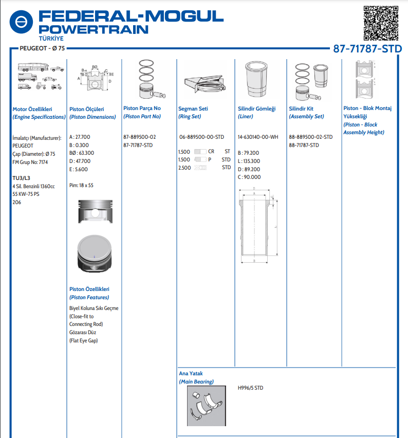 KİT - PİSTON - 75 MM